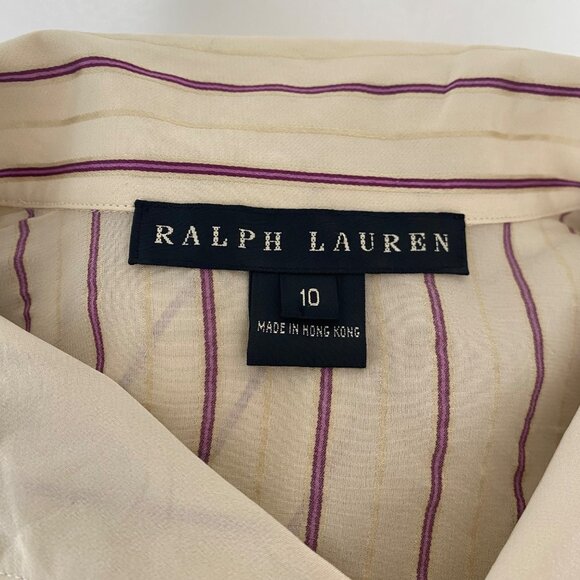 Ralph Lauren Black Label Silk Blouse Shirt Top Striped French Cuffs - Picture 6 of 12